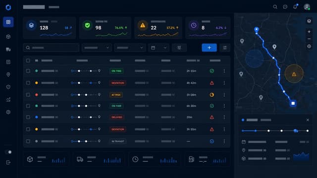 Hapn Jobs dashboard showing active shipments and route compliance