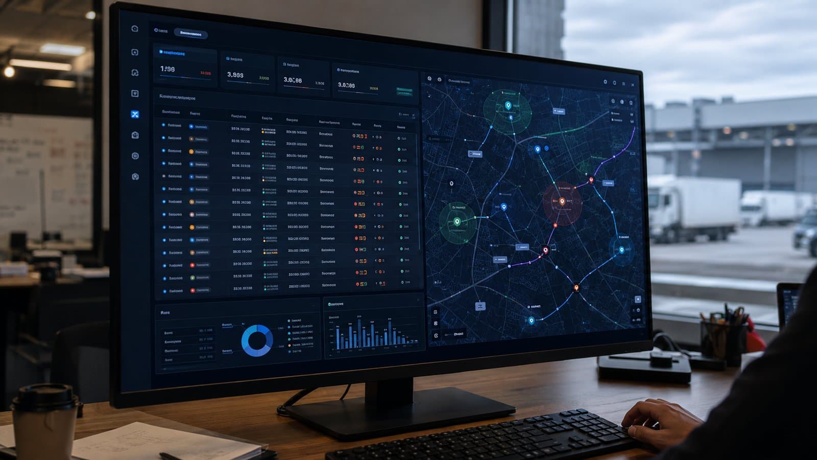 Hapn Jobs dashboard showing shipments, ETAs, and route status